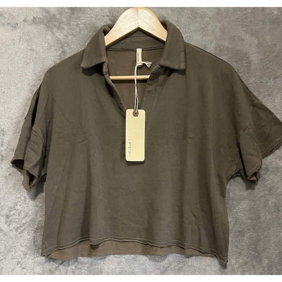 Lanston Tops - NWT'S Lanston Crop Top Sweatshirt Lightweight Small Raw Hem‎ Green